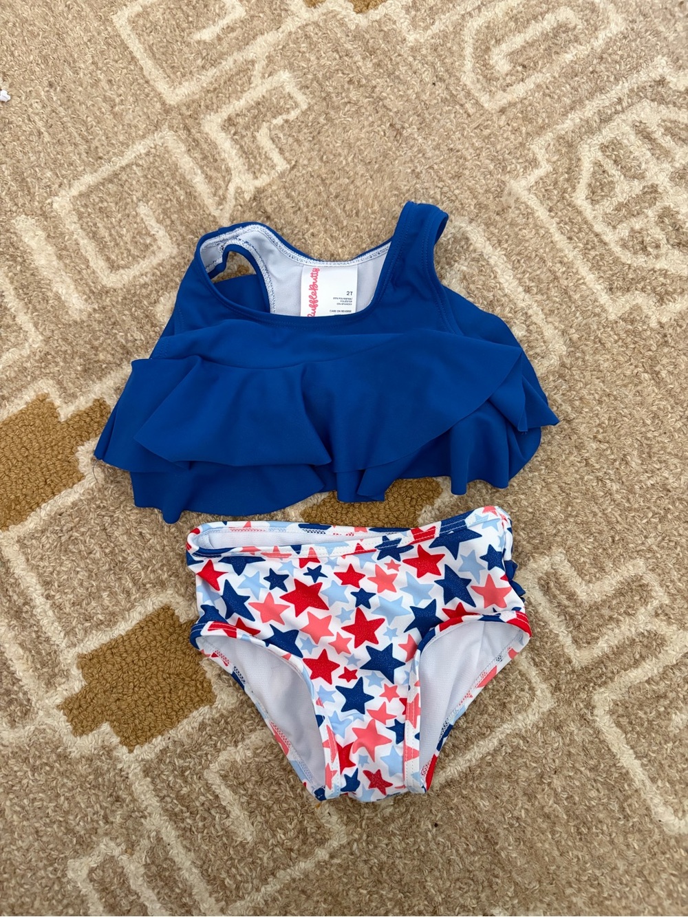 Ruffle Butts Royal Blue Ruffle Tankini with Red, White & Navy Star Briefs
